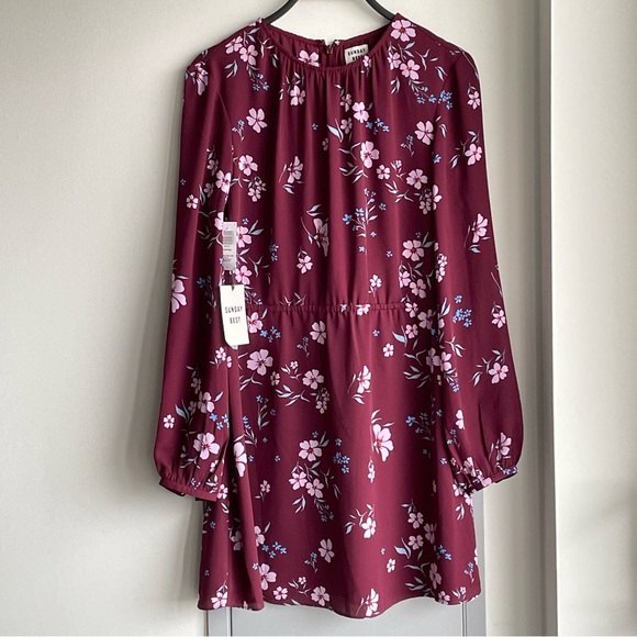 Sunday Best Dresses & Skirts - NWT ARITZIA SUNDAY BEST Poppins Wilde/ Carolina Blue Floral Long Sleeve Dress